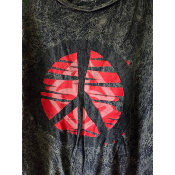 Black Red DOPE Brand Tie Dye Peace Sign Tee Shirt Large Retro Vintage - Picture 3 of 7